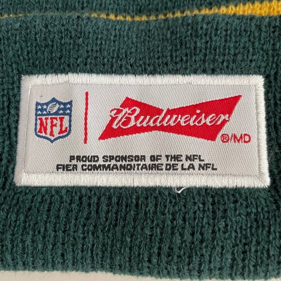 NFL Budweiser 100% Acrylic Green Bay Packers Knit Toque w Pom Pom Grn Wht Yel OS - Picture 4 of 6